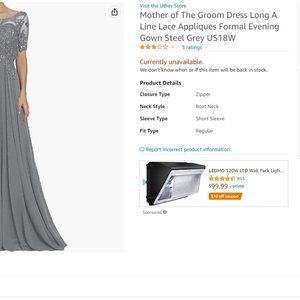 Mother of The Bride Dress- Steel Grey Chiffon Long Gown